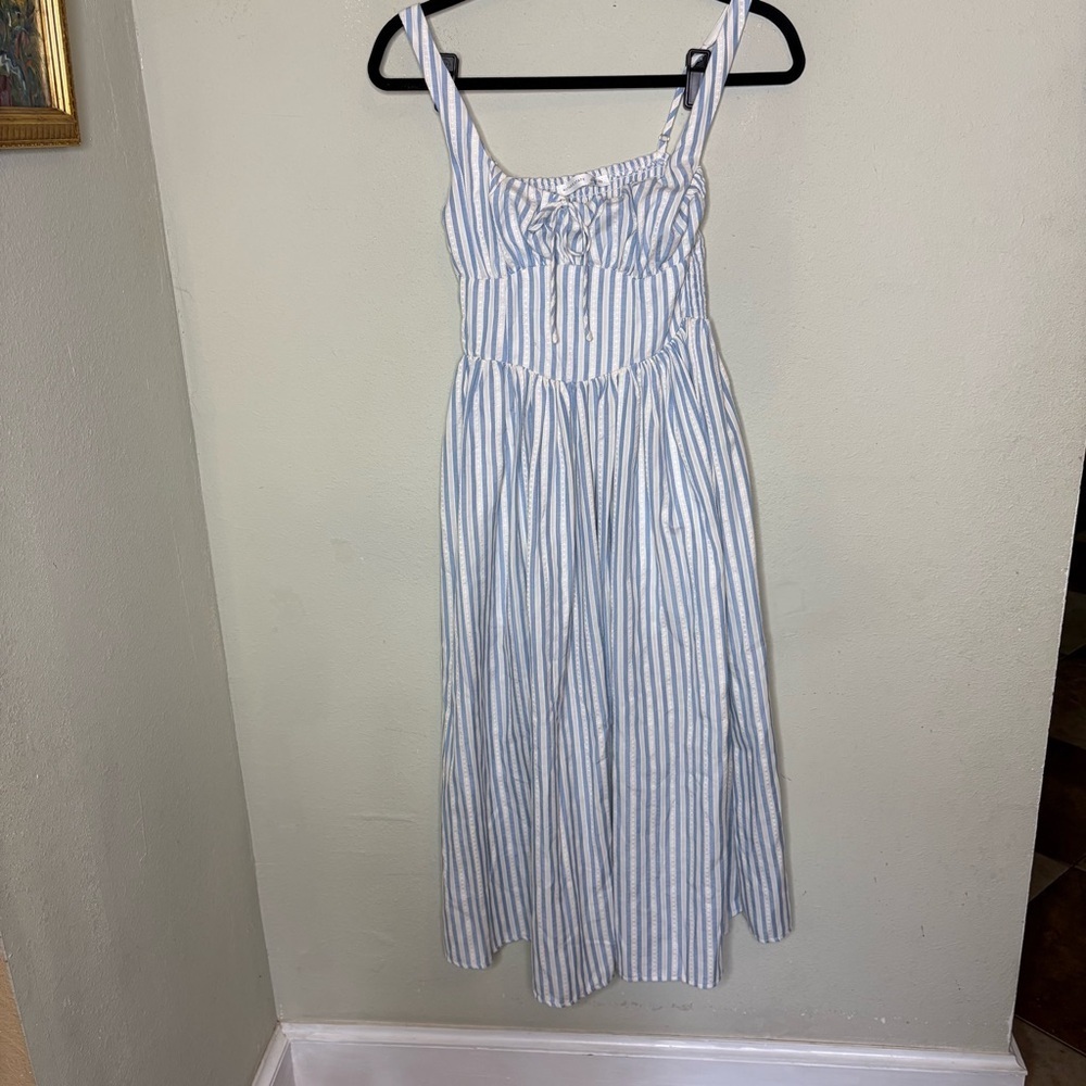 Altar'd State Blue and White Striped Midi Sundress